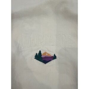Vintage San Segal Lake Tahoe Quarter Zip Sweatshirt White Made in USA Mens XL